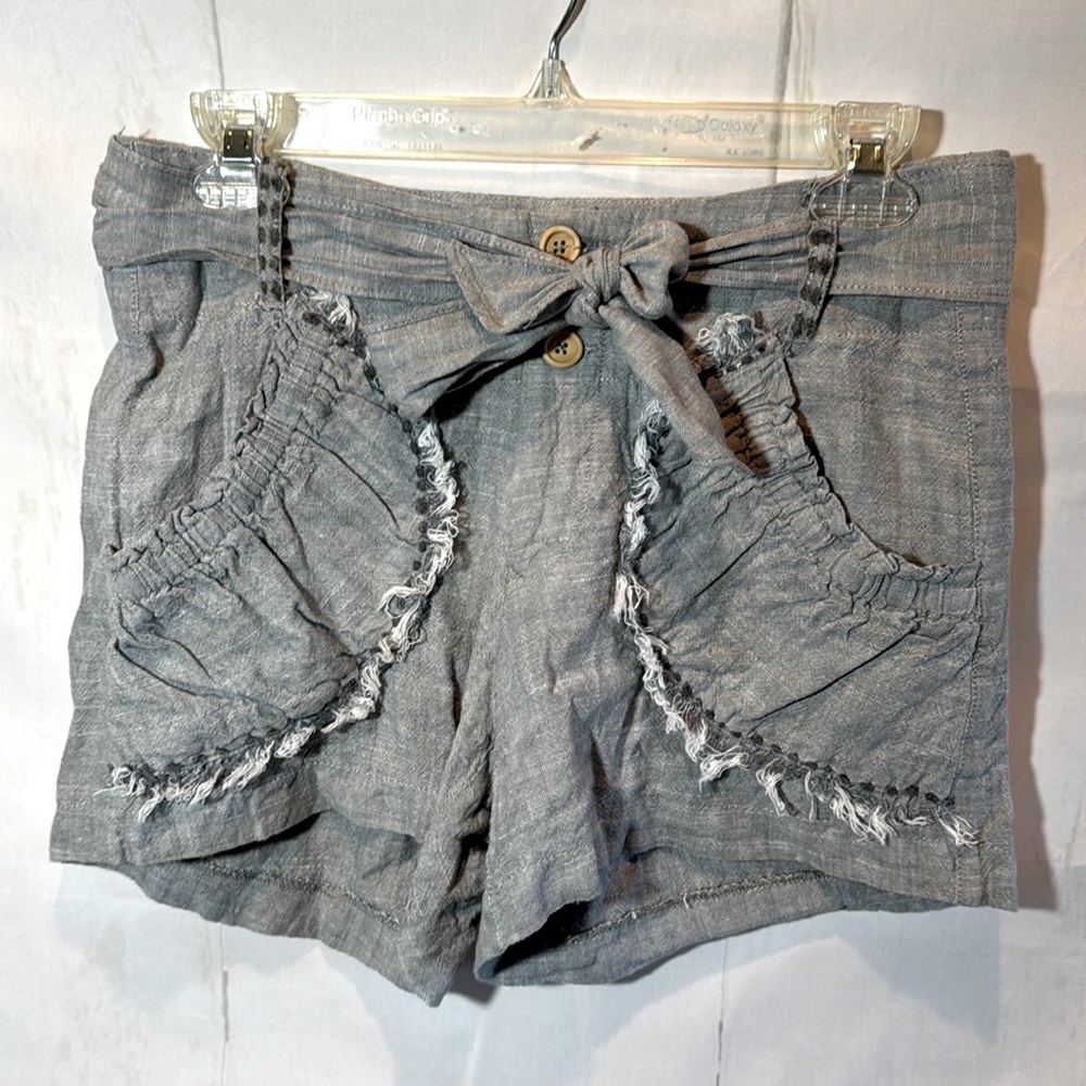 Pretty Nick & Mo Blue Linen Shorts With Tie Waist Size 27
